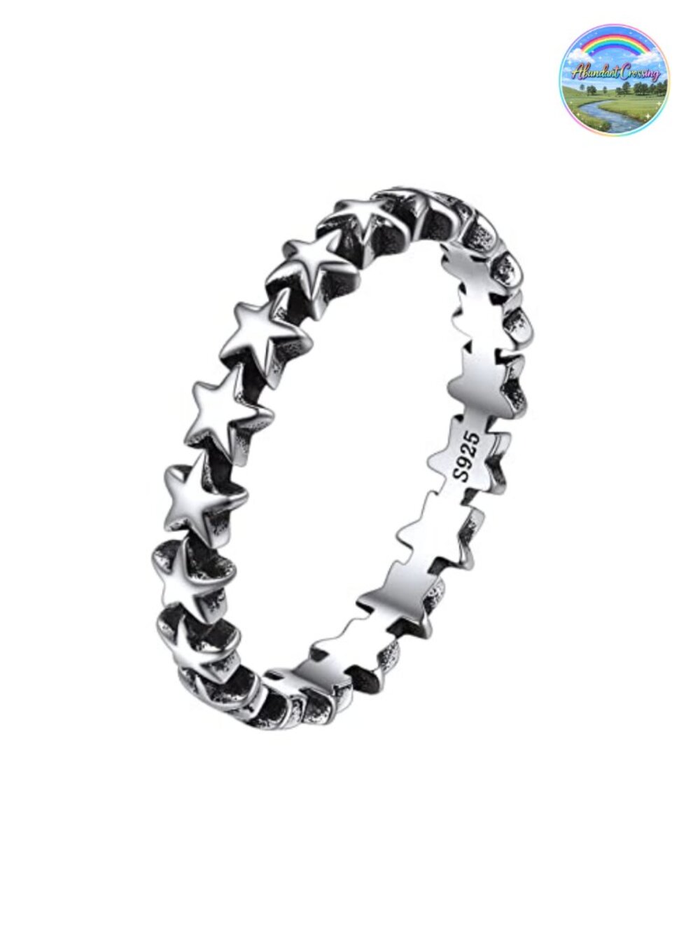 925 Sterling Silver Ring 2mm Retro Evil Eye Stacking Eternity Band